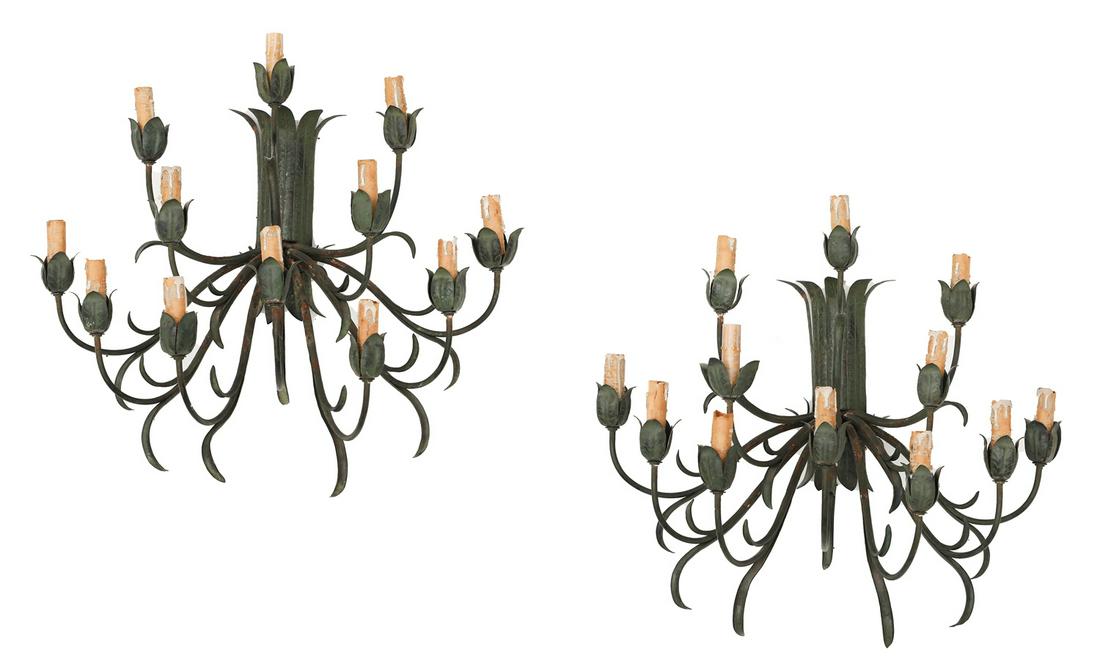 Pair of French Tole Floral and Foliate Sconces (1 of 3)