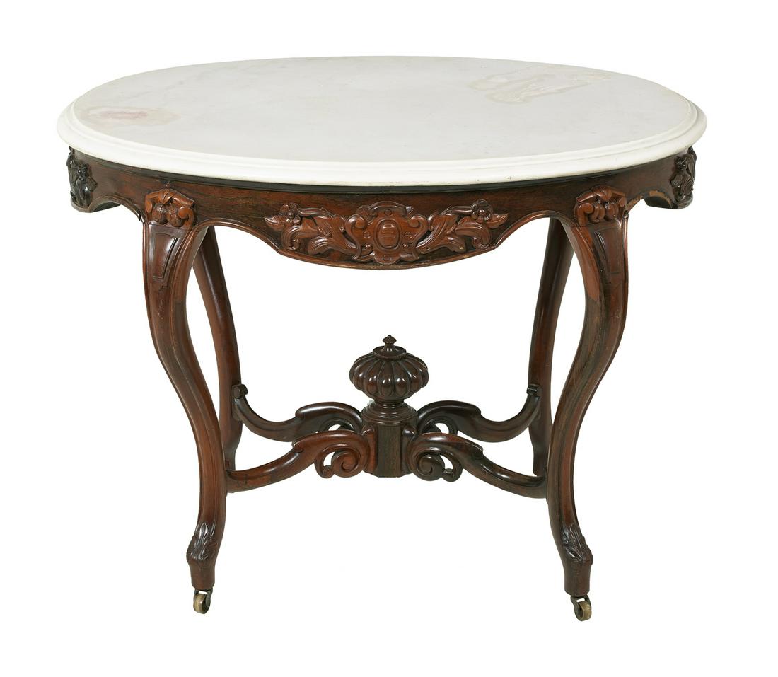 American Rococo Revival Marble-Top Center Table (1 of 2)