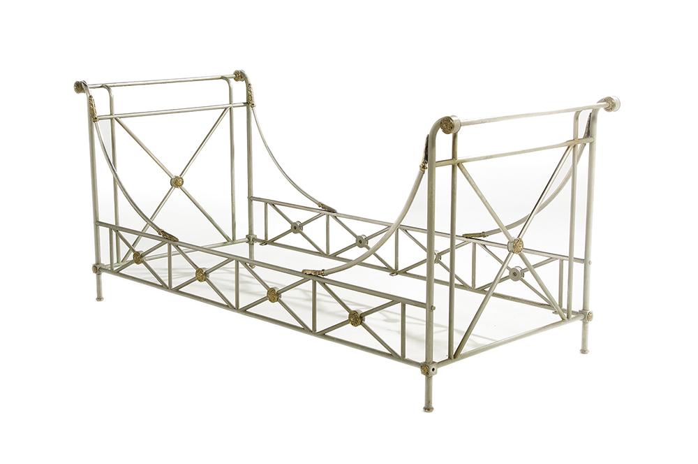 Nickel-Plated Steel Campaign-Style Bed (1 of 1)