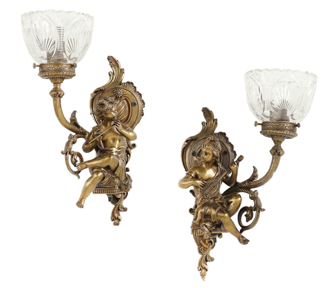 Pair of Patinated Metal Sconces (1 of 3)
