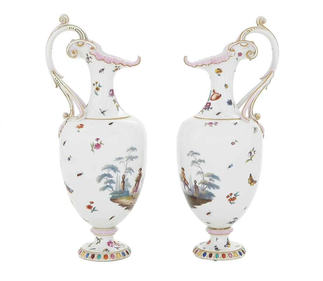 Pair of KPM Hand-Painted Porcelain Ewers (1 of 4)