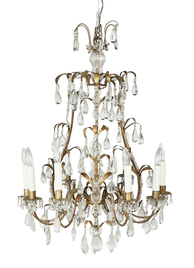 Continental Gilt-Metal and Crystal Chandelier (1 of 1)