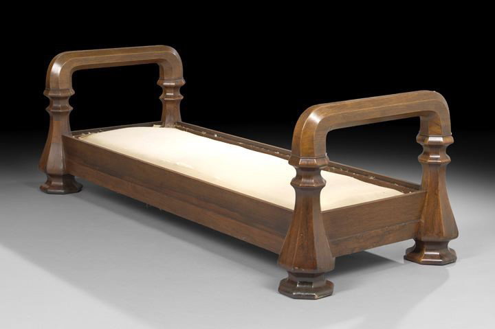 Unusual American Late Classical Rosewood Day Bed: Highly Unusual American Late Classical Rosewood Day Bed, second quarter 19th century, each end having faceted baluster-form corner posts and a large arched end rest, joined by straight rails, h. 29", 
