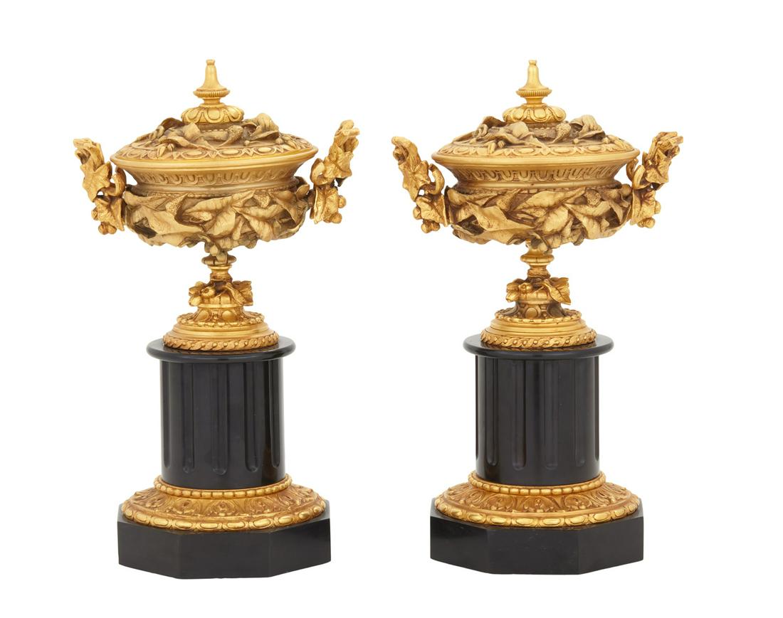 Pair of Napoleon III Bronze and Marble Garnitures (1 of 1)