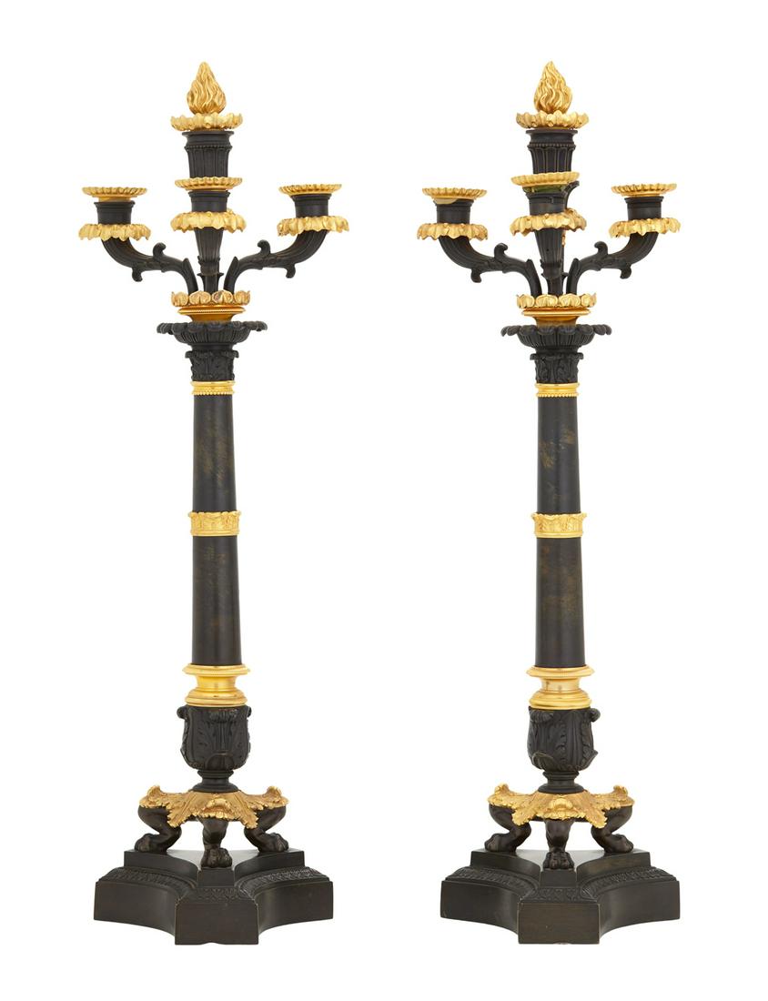 Pair of French Restauration Bronze Candelabra (1 of 1)