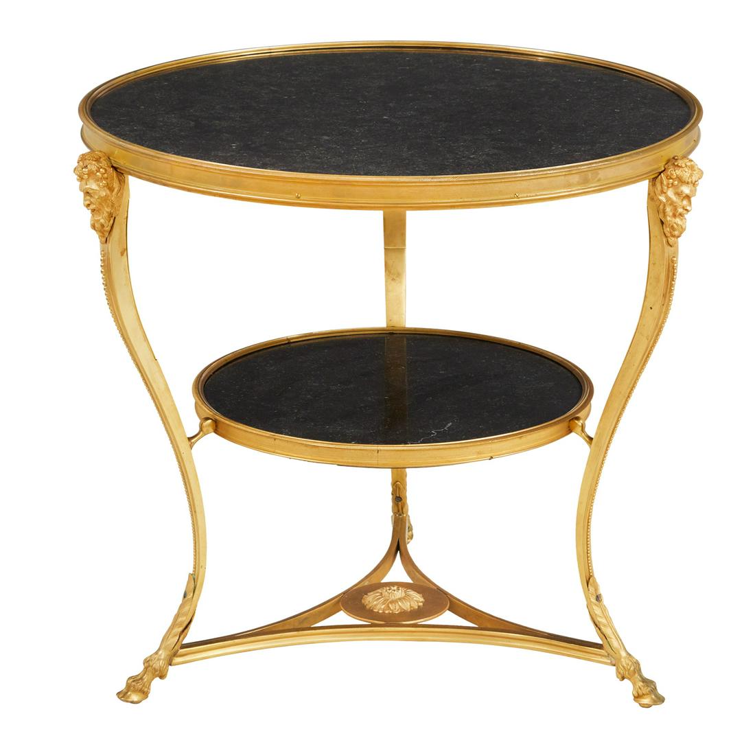 Empire-Style Gilt-Metal and Marble-Top Gueridon (1 of 3)