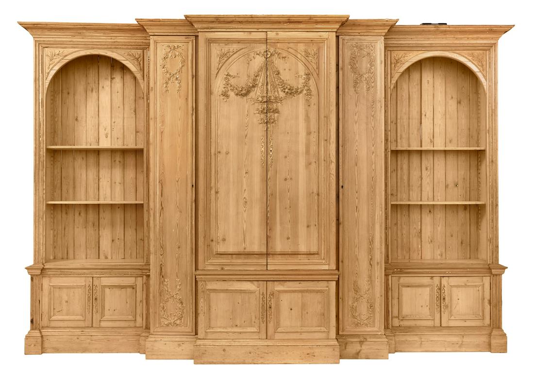 Impressive English Pine Breakfront Bookcase (1 of 5)