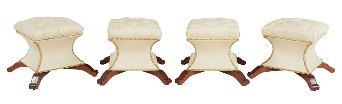 Four Hermes-Leather-Upholstered Stools (1 of 4)