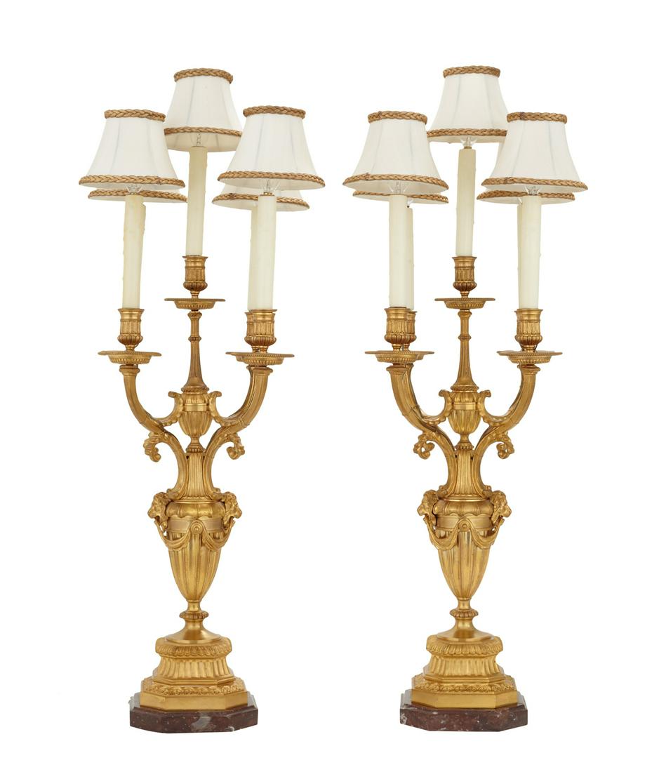 Pair of French Gilt-Bronze and Marble Candelabra (1 of 2)