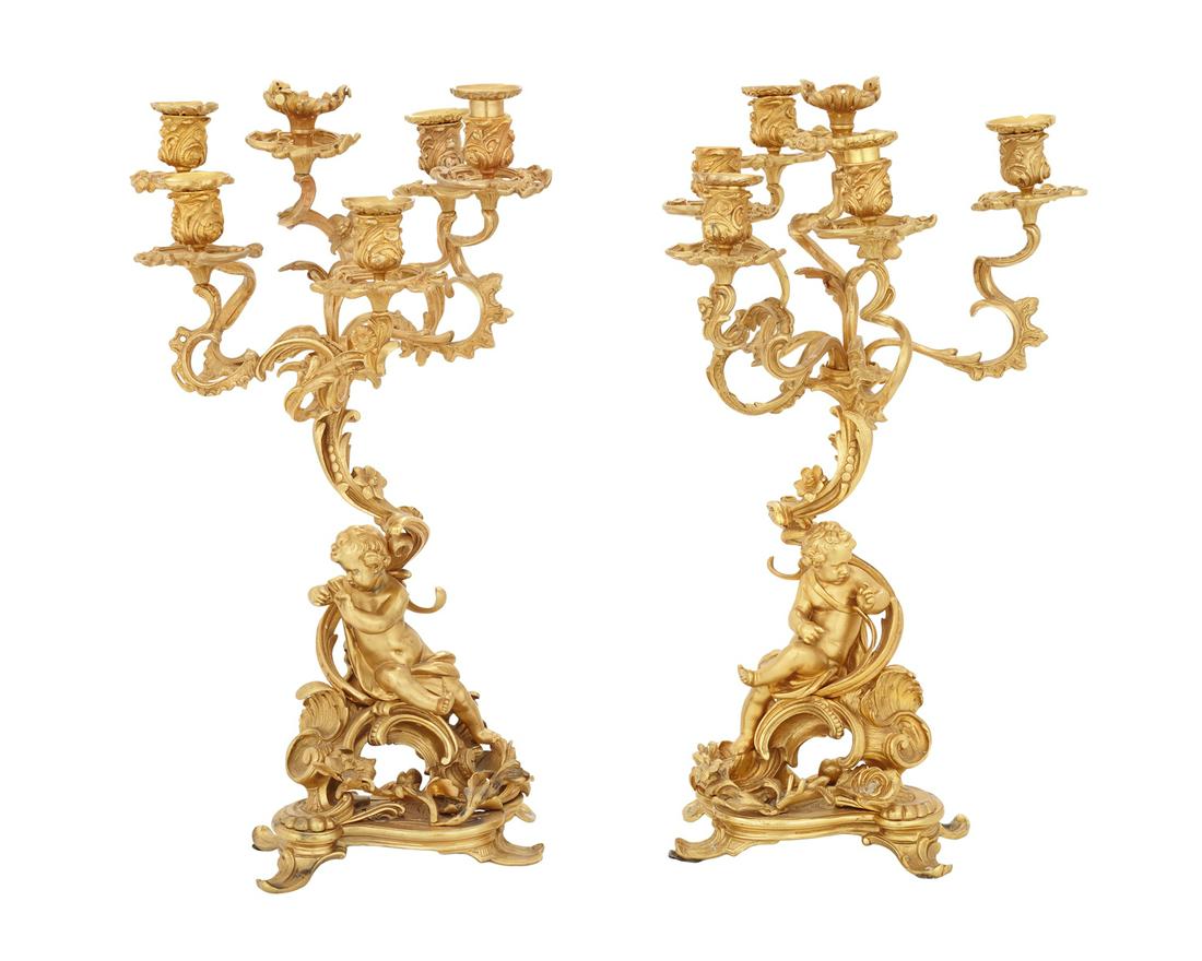 Pair of Louis-Philippe Gilt-Bronze Candelabra (1 of 2)