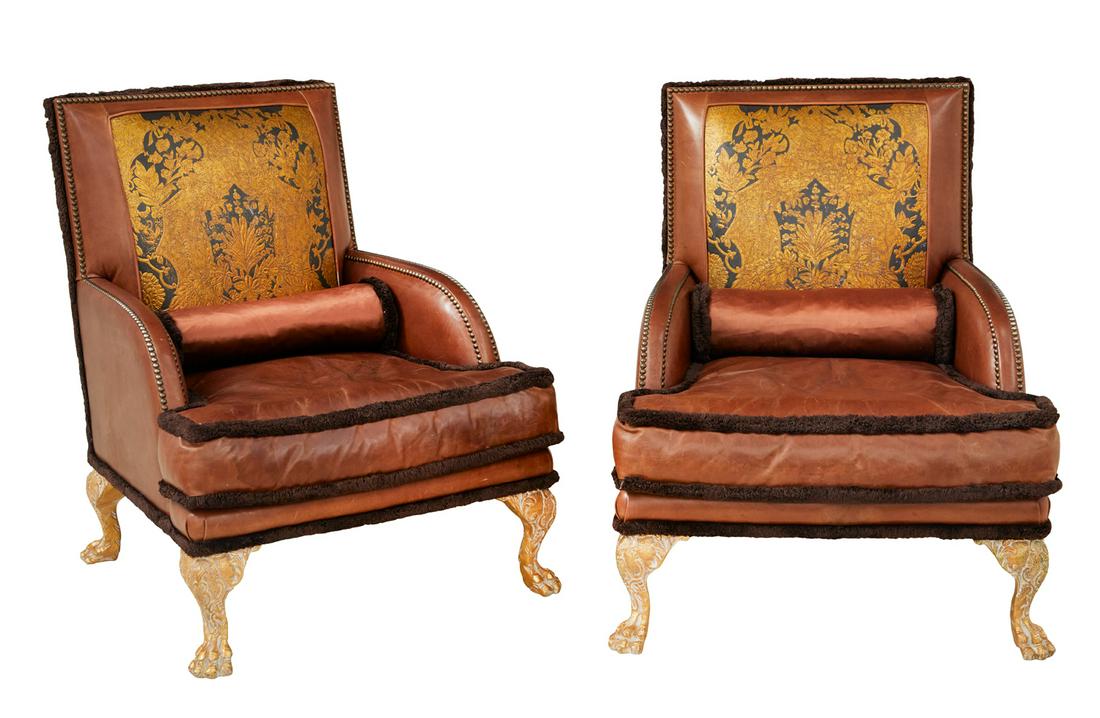Pair of  Leather-Upholstered Club Chairs (1 of 3)