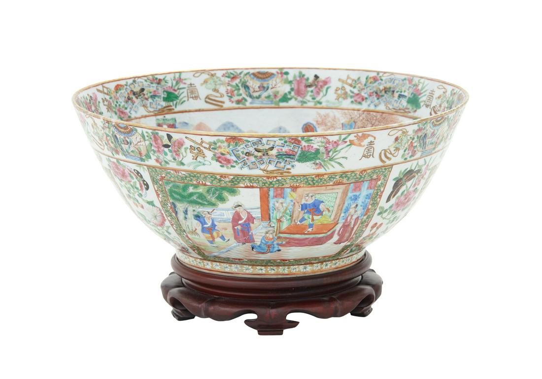 Chinese Export Rose Canton Punch Bowl (1 of 6)
