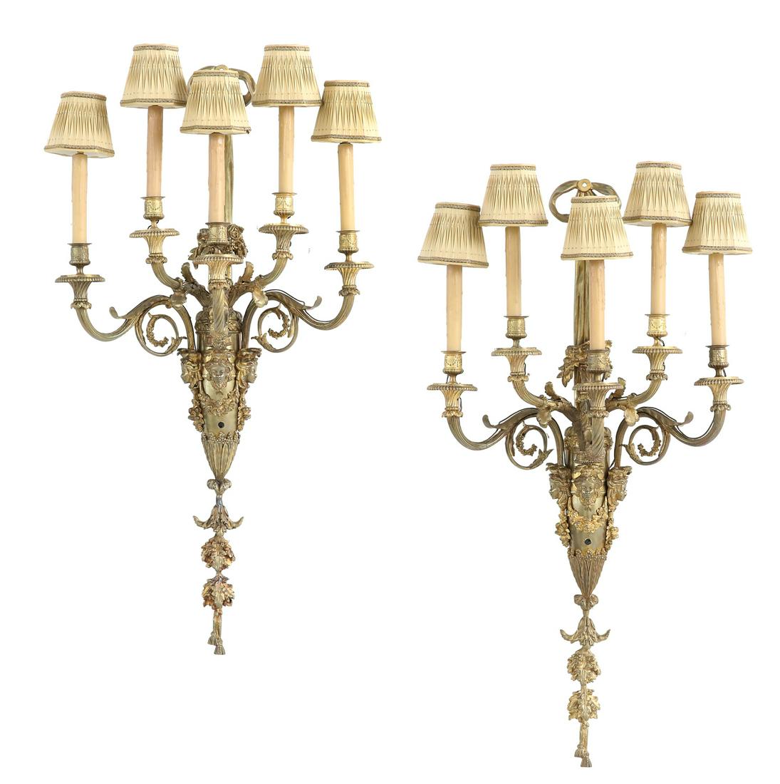 Pair of Monumental French Gilt-Bronze Sconces (1 of 3)
