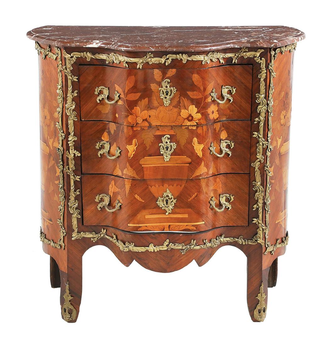 Regence-Style Kingwood and Marble-Top Commode (1 of 3)