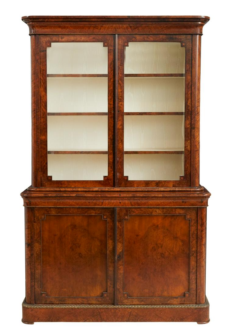 Louis-Philippe Figured Walnut Bookcase/Cabinet (1 of 3)