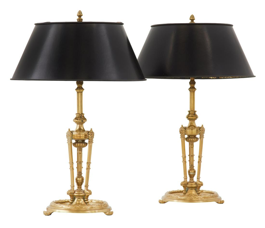Pair of English Bronze Thomas Messenger Lamps (1 of 3)