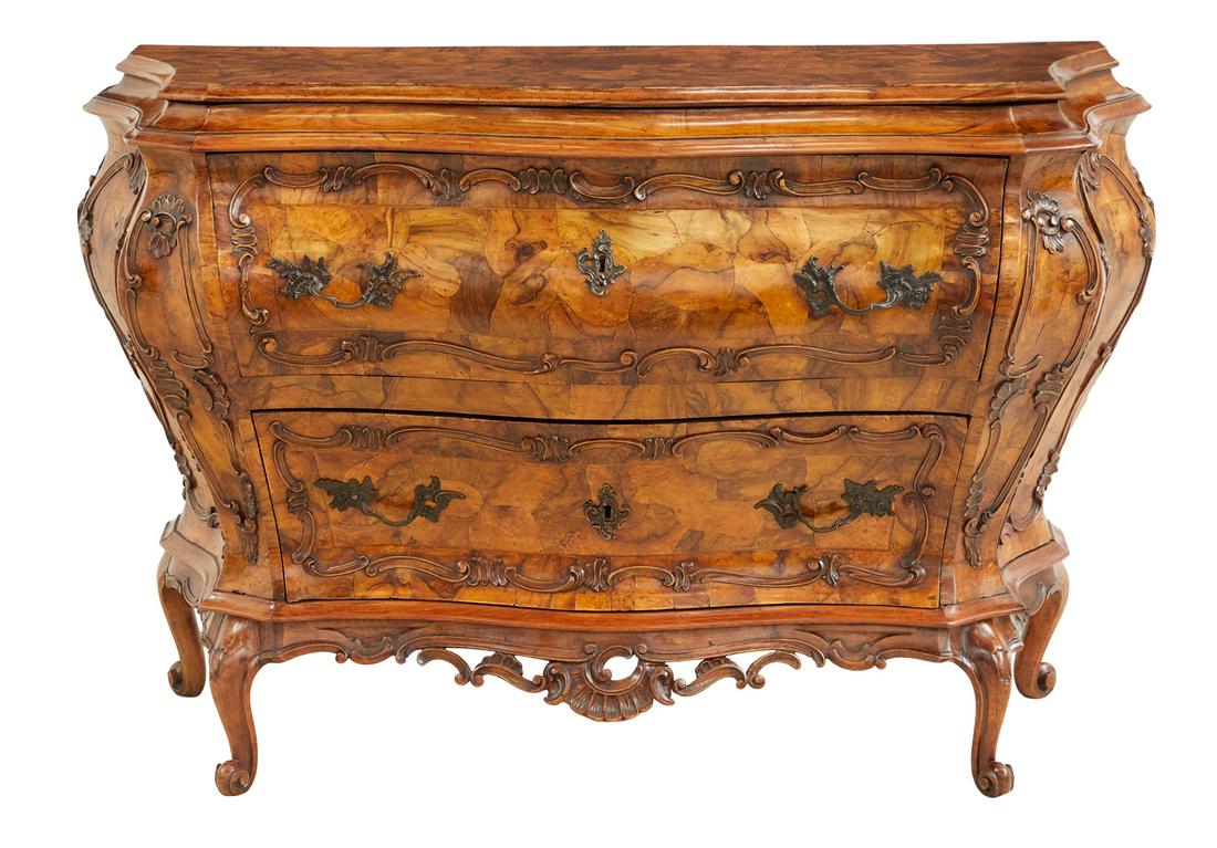 Continental Burl Walnut Bombe Commode (1 of 3)