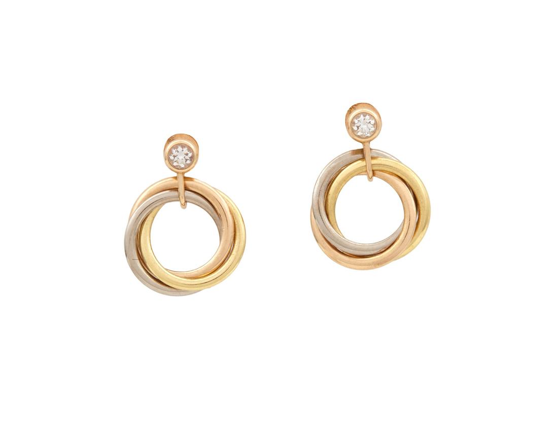 Pair of Cartier Diamond Trinity Earrings (1 of 1)