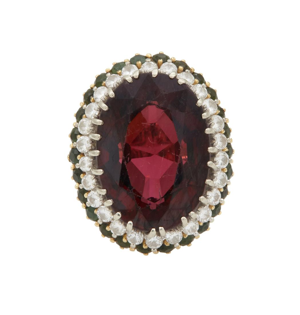 Garnet, Diamond and Tourmaline Cocktail Ring (1 of 2)