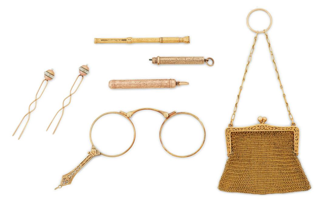 Seven Vintage American Gold Lady's Accessories (1 of 1)