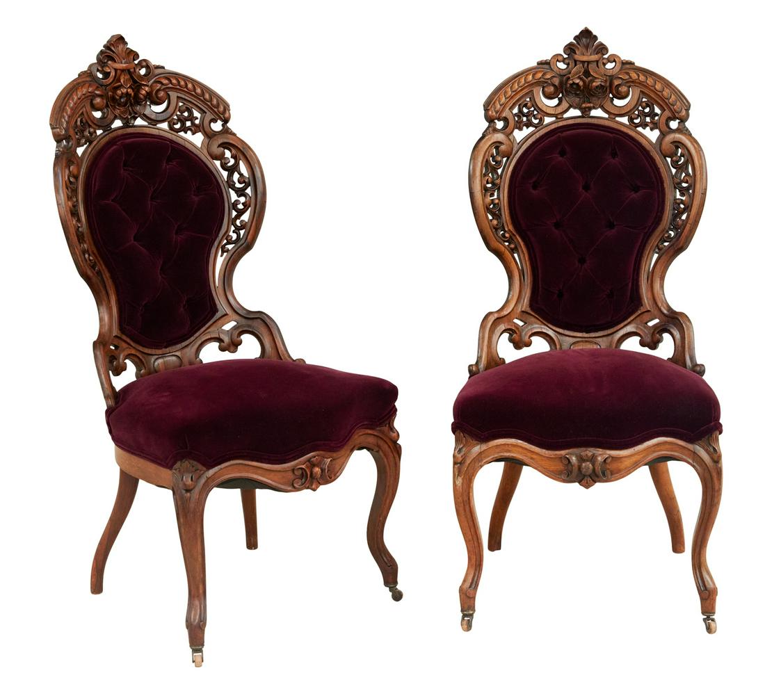 Pair of Laminated Rosewood Side Chairs (1 of 2)