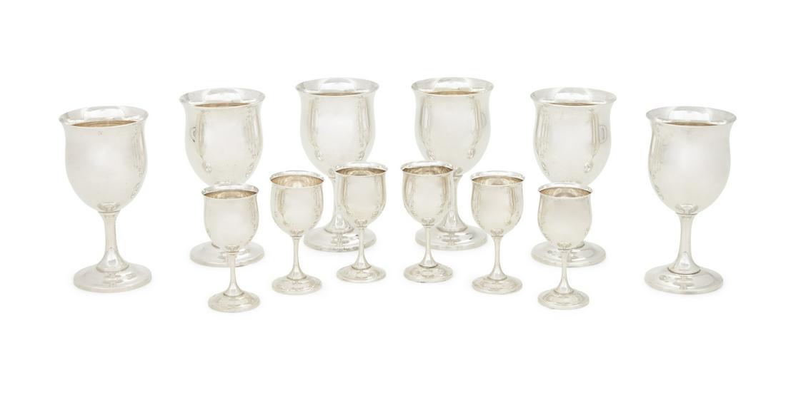 Twelve Reed & Barton Silver Goblets and Cordials (1 of 3)