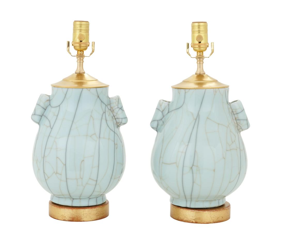 Pair of Chinese Export Porcelain Hu-Form Vases (1 of 1)