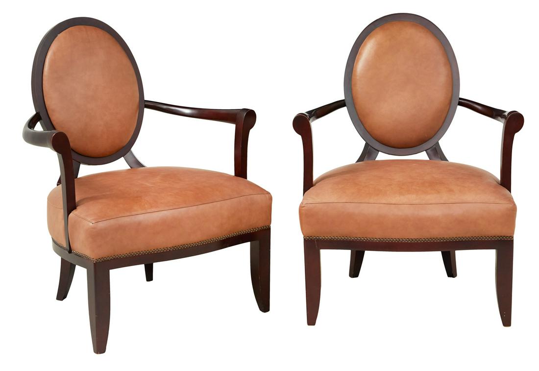 Pair of Baker "Oval X-Back" Armchairs (1 of 3)
