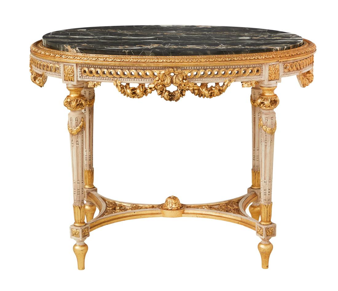 Louis XVI-Style Marble-Top Center Table (1 of 3)