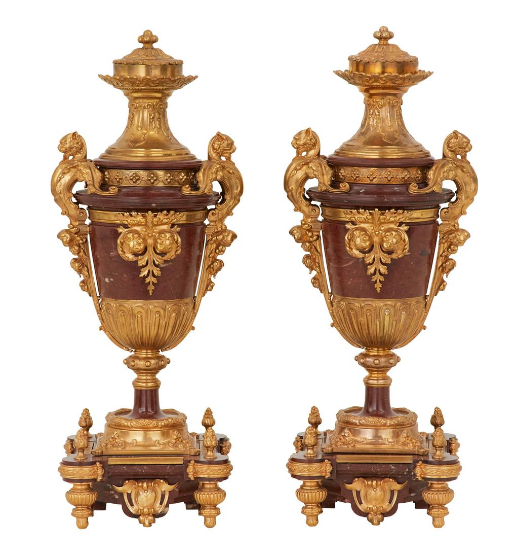 Pair of French Marble and Gilt-Bronze Urns (1 of 4)