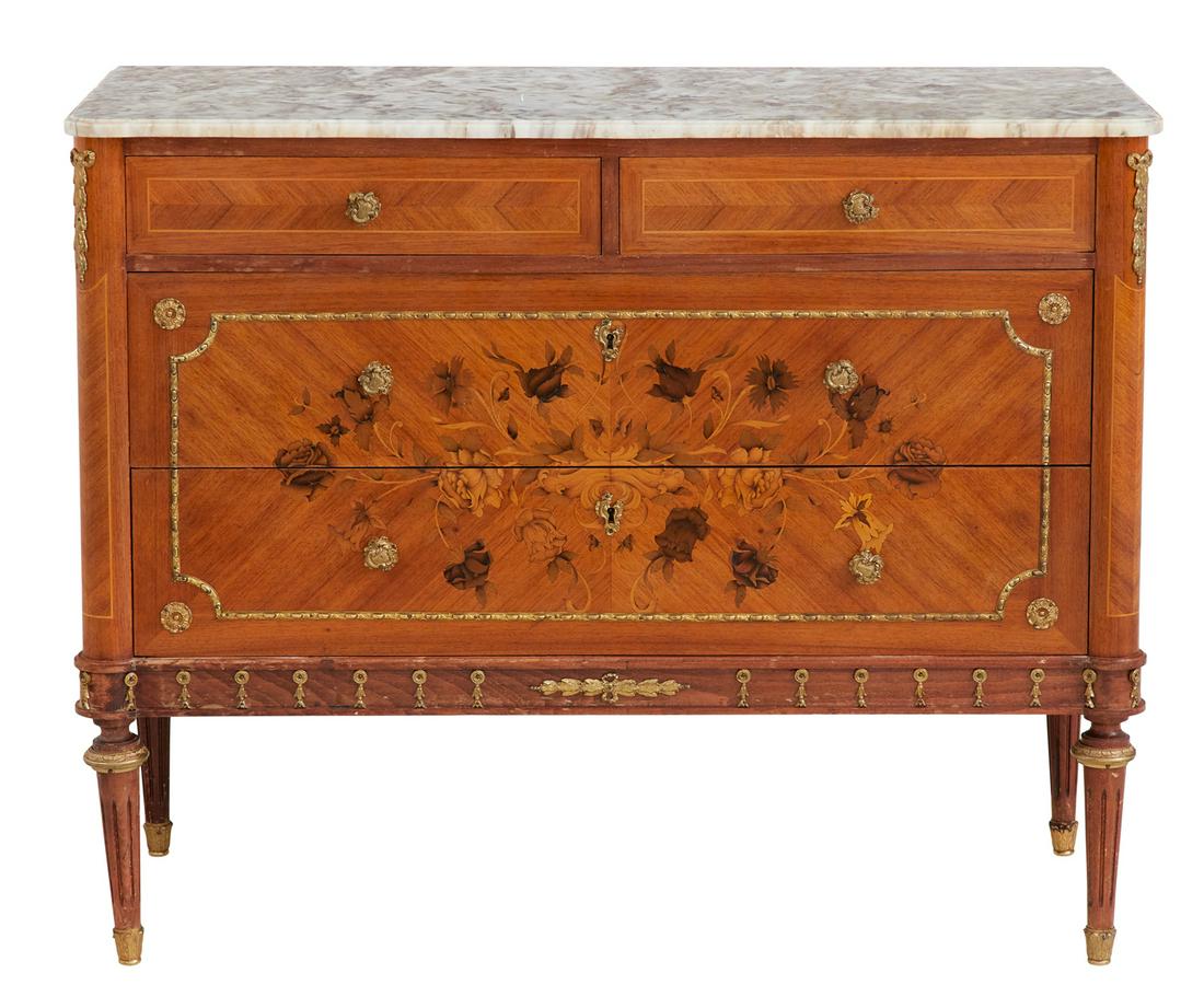 Louis XVI-Style Kingwood and Marble-Top Commode (1 of 3)