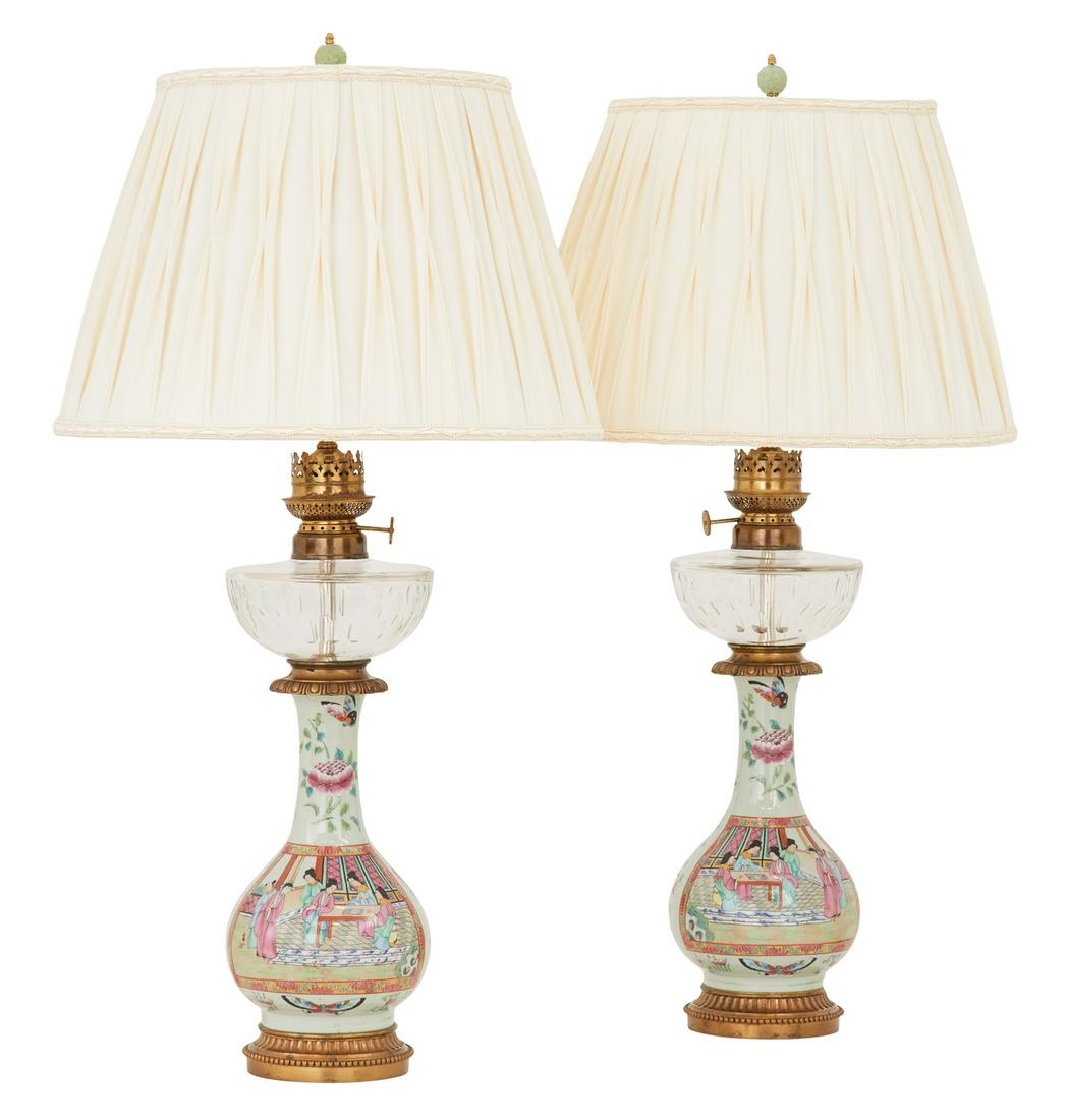 Pair of Chinese Export Banquet Lamps (1 of 3)