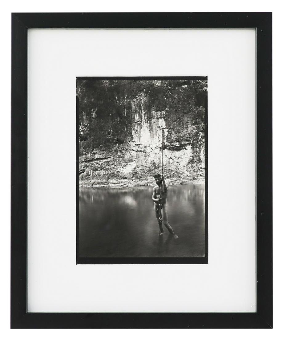 Sally Mann (American/Virginia, b. 1951): Sally Mann (American/Virginia, b. 1951) "Larry", ca. 1973 silver gelatin print pencil signed and titled en verso. Matted, glazed and framed. sight 6-3/4" x 4-3/4", framed 11-3/4" x 9-5/8" Provenance: