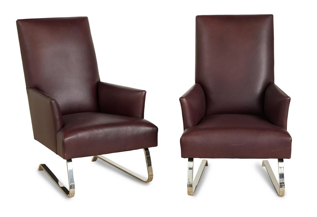 Pair of Donghia "Odeon" Leather Lounge Chairs (1 of 3)