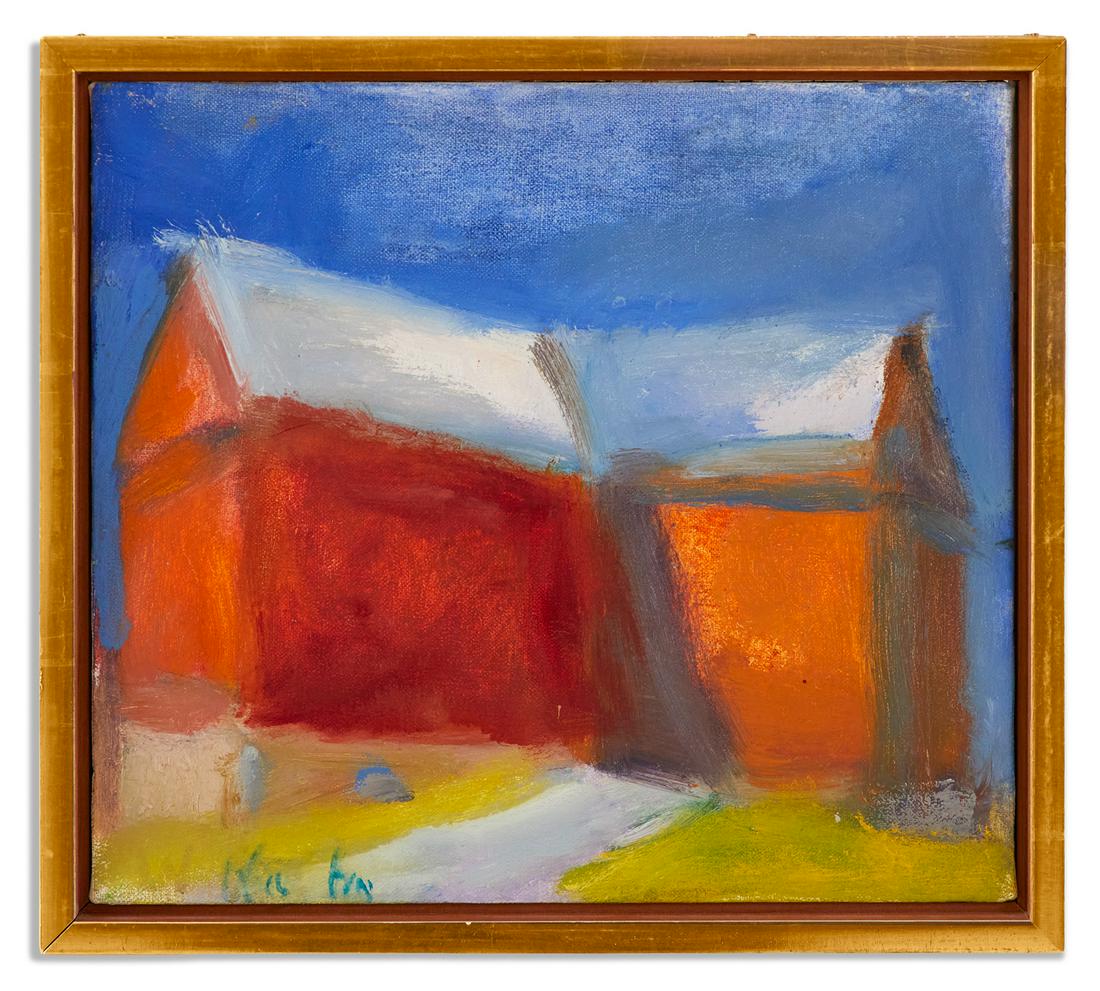 Wolf Kahn (German/New York, 1927-2020): Wolf Kahn (German/New York, 1927-2020) "Soclair Barn", 2006 oil on canvas signed lower left, titled en verso, affixed with a "Jerald Melberg Gallery, Charlotte, North Carolina" label. Gallery frame. 9