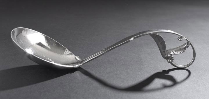 Georg Jensen Sterling Silver Sauce Ladle: Georg Jensen Ornamental Pattern #141 Sterling Silver Sauce Ladle, designed in 1912 by Georg Jensen (1866-1935), Copenhagen, with the 1915-1930 Jensen mark, l. 7-3/4", 2.44 t. oz.