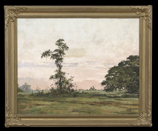 John Korner (American/Louisiana, 20th Century): John Korner (American/Louisiana, 20th Century) "Louisiana Landscape", oil on canvas, signed lower right "John Korner" 16" x 20". Framed.