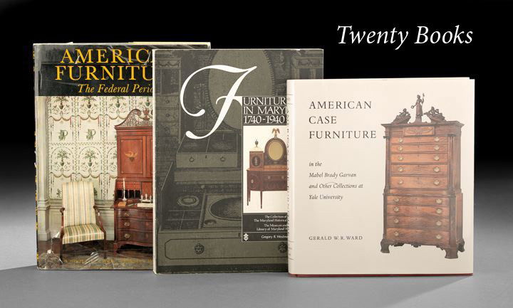 20 Volumes on American and English Antiques: Twenty Volumes on American and English Furniture and Decorative Objects, including Weidman, "Furniture Made in Maryland 1740-1940"; Montgomery, "American Furniture of the Federal Period 1788-1825"; Wa