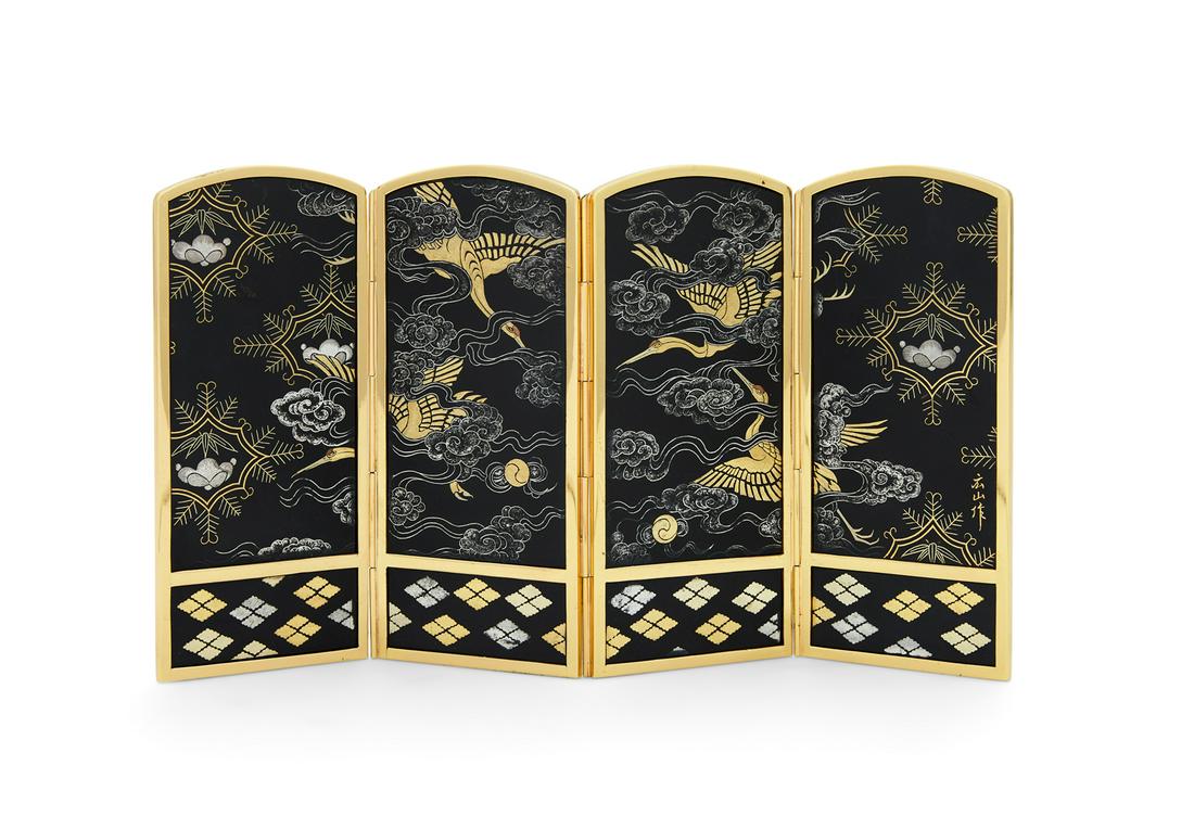 Japanese Mixed Metal Miniature Table Screen (1 of 3)