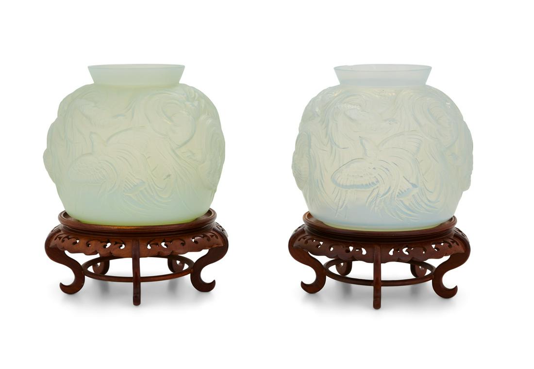 Pair of French Sabino "Paradis" Art Glass Vases (1 of 5)