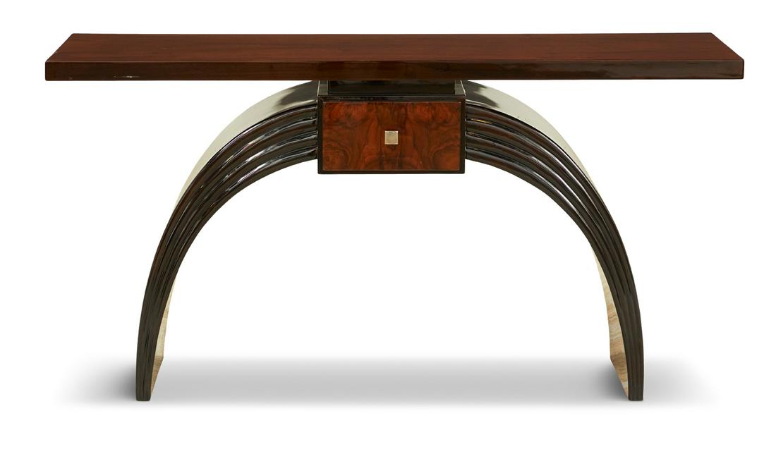 French Art Deco-Style Walnut-Veneered Console (1 of 3)
