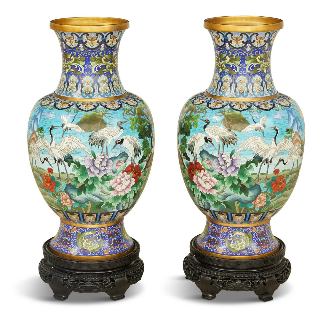 Pair of Large Chinese Cloisonne Vases (1 of 4)