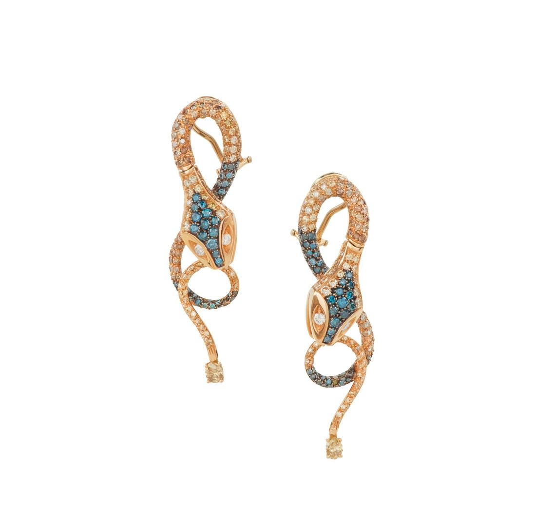 Pair of Paolo Piovan Diamond Snake Earrings (1 of 1)