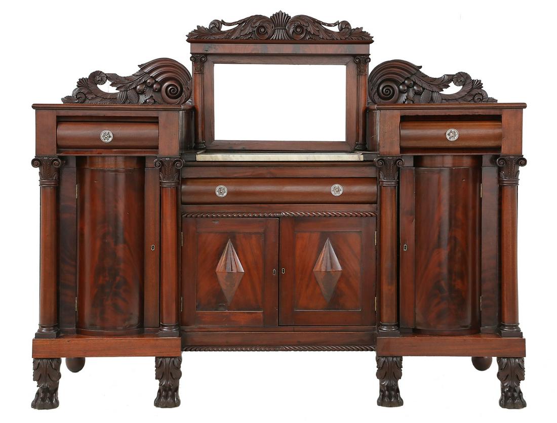 American Late Classical Marble-Top Sideboard (1 of 4)