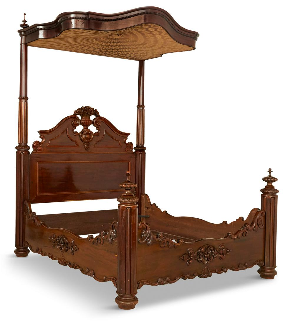American Rococo Revival Mahogany Tester Bed (1 of 3)