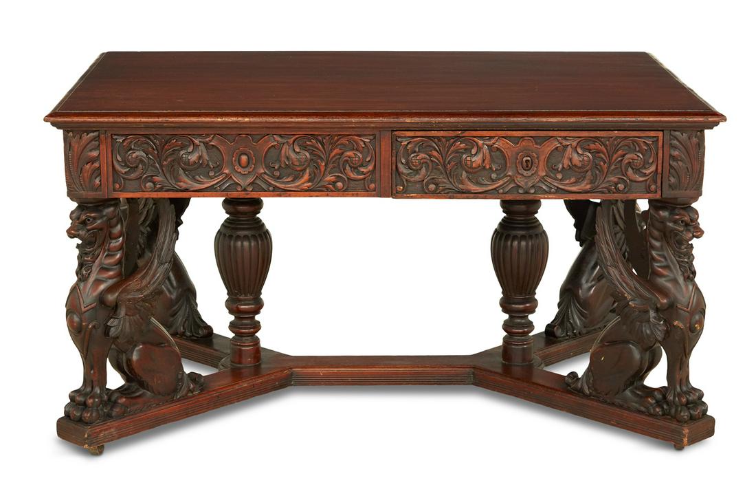 American Neo-Renaissance-Style Partner's Desk (1 of 4)