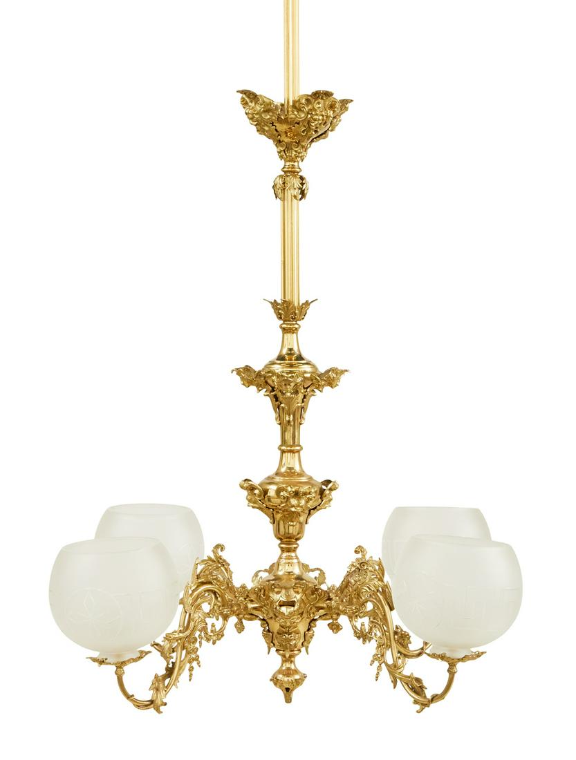 Rare American Brass Gasolier (1 of 1)