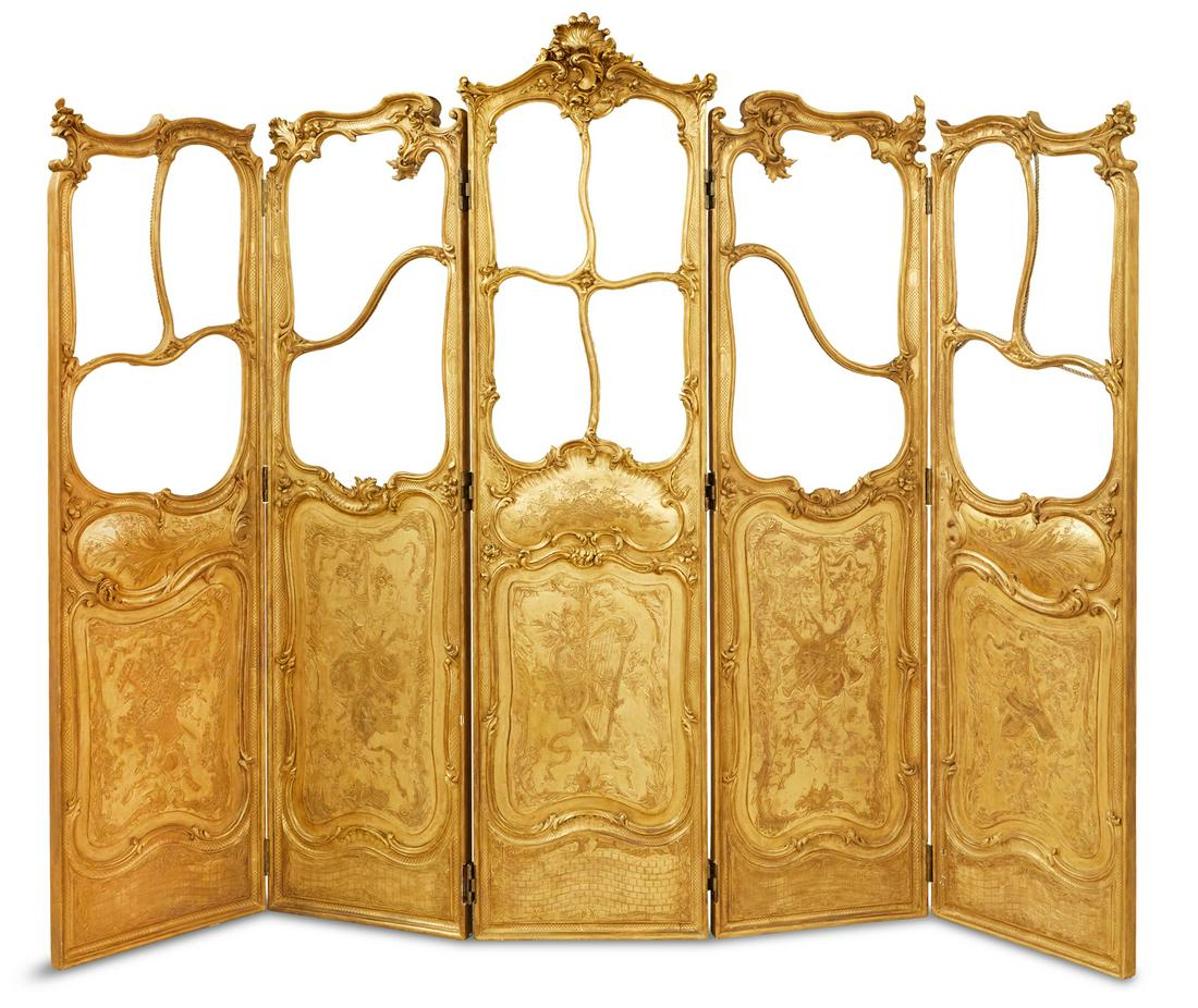 French Fin-de-Siecle Five-Panel Screen (1 of 3)
