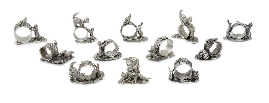 Twelve Silverplate Figural Animal Napkin Rings (1 of 1)