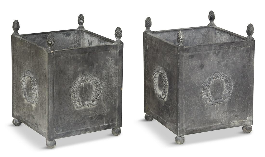Pair of Neoclassical-Style Metal Tree Tubs (1 of 2)